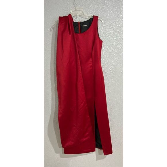Vintage Garnet Red floor length poly satin dress with wrap/shawl 80” long. Make - Picture 1 of 7